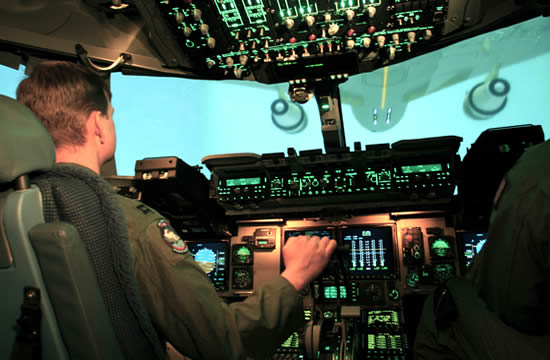 C-17 simulator flight deck